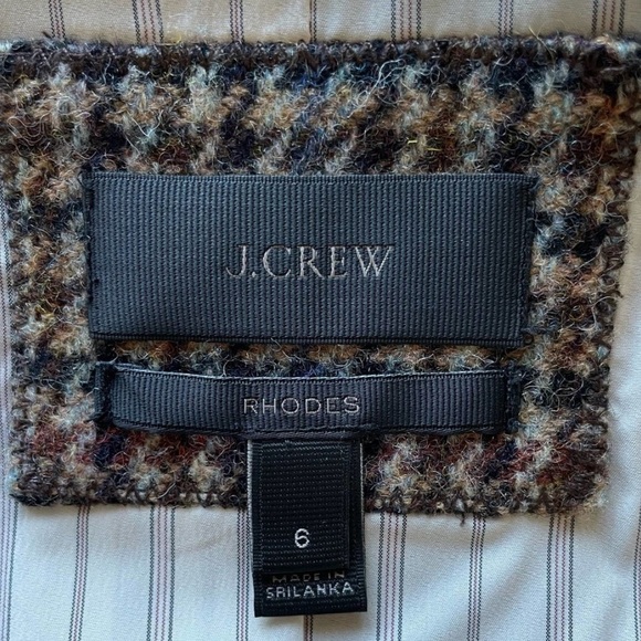 J.Crew Rhodes Blazer Jacket Wool Tweed Houndstooth Elbow Patches Brown Size 6 - Picture 5 of 9